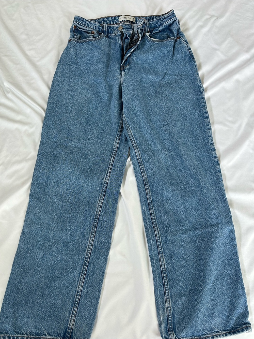 Abercrombie & Fitch Women's Relaxed Wide-Leg Jeans - Light Blue Denim